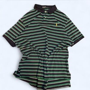 Y2K Polo Ralph Lauren Striped Polo Shirt Blue Green White Men’s Large